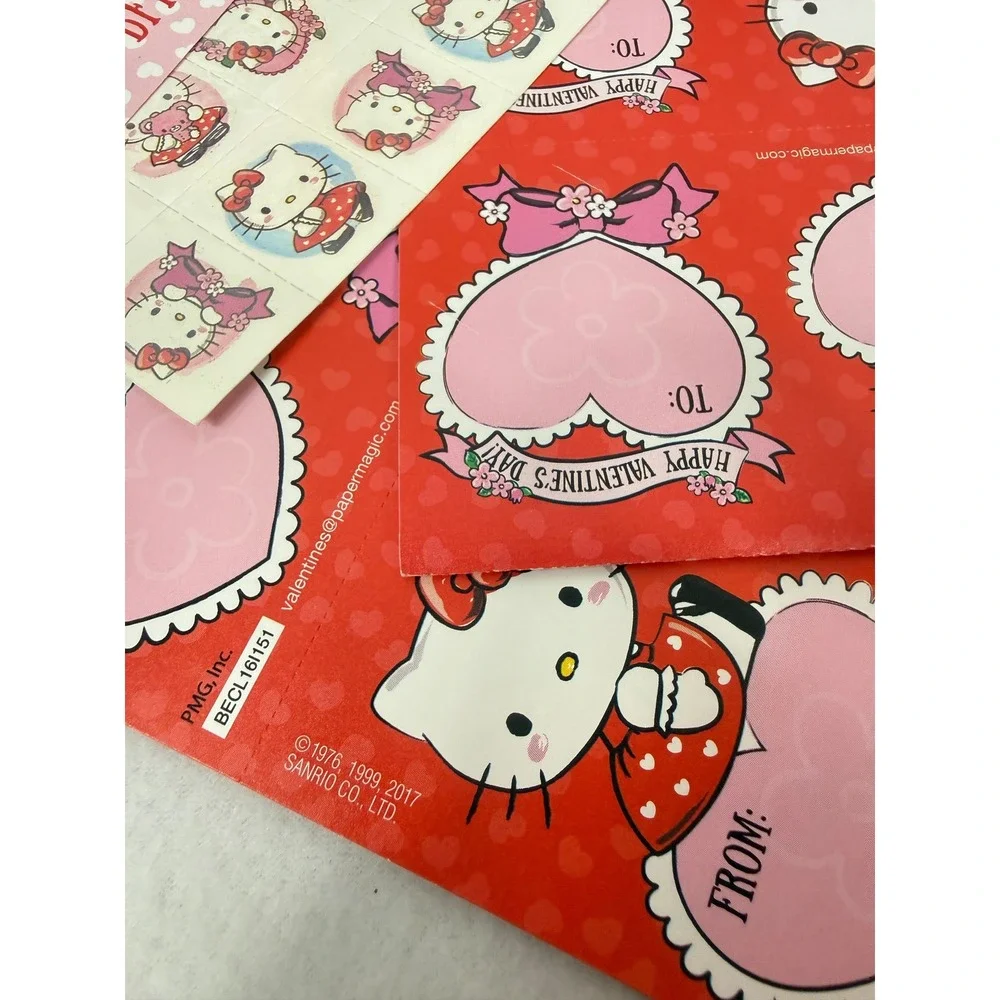 Hello Kitty Valentines 32 Cards &‎ 32 Glitter Tattoos Sanrio 2017 Complete Set
